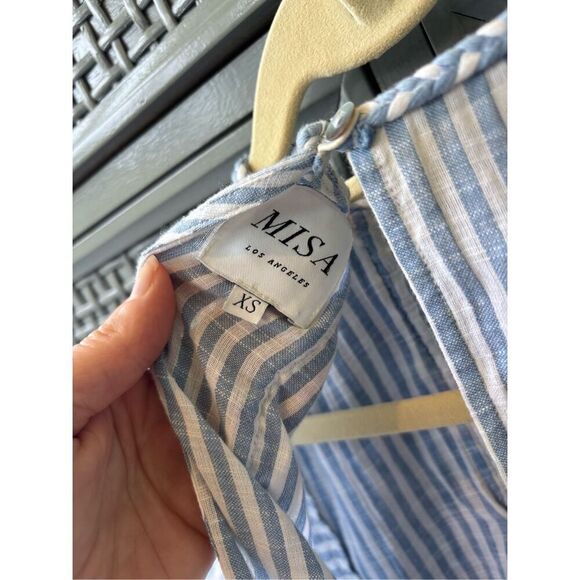 NWOT MISA Los Angeles  Seta Blue Striped Top with Tassels,  Size XS $254 - Picture 8 of 9
